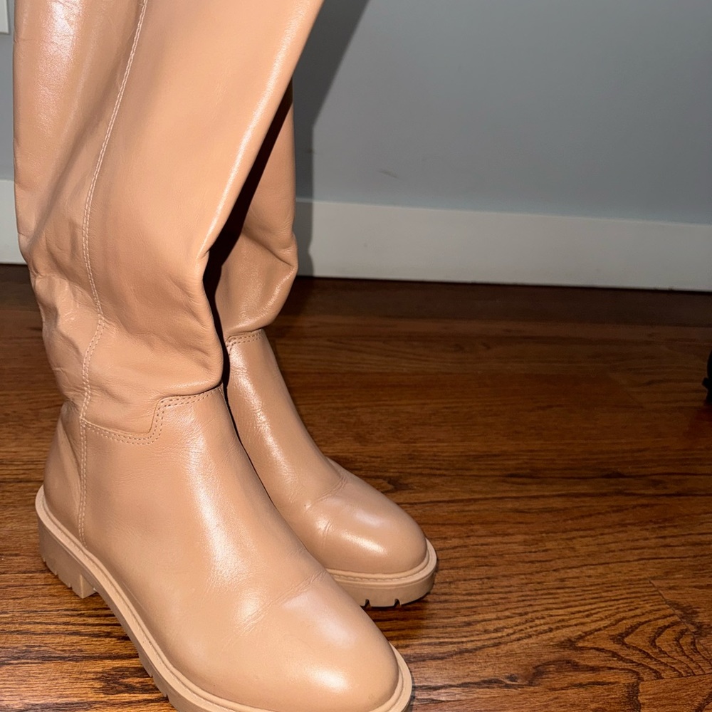 Tan Over the Knee Boots with Sleek Silhouette